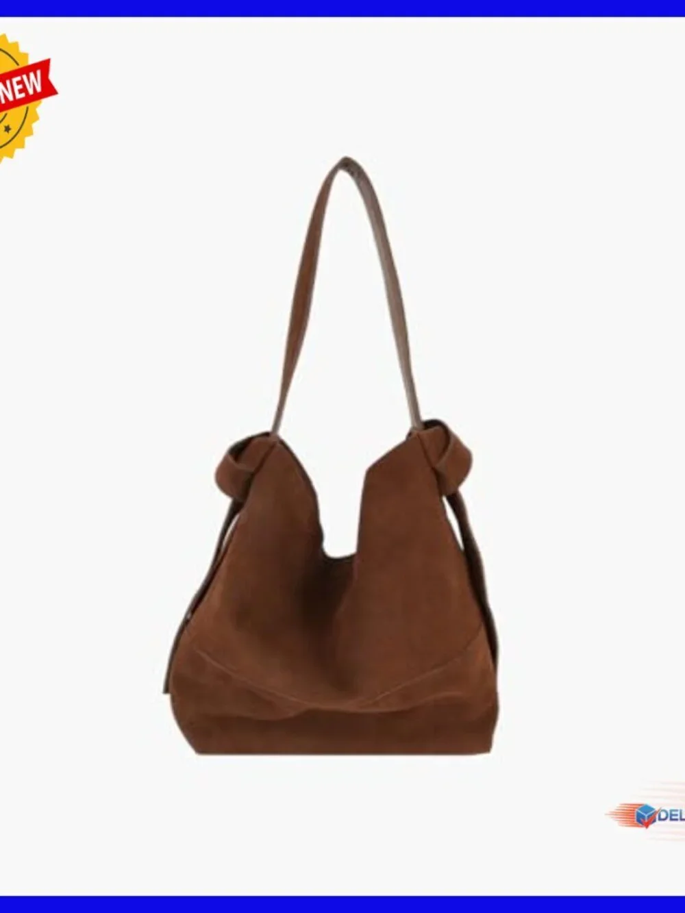 Large Genuine Suede Hobo Tote with Detachable Pouch for Everyday Use